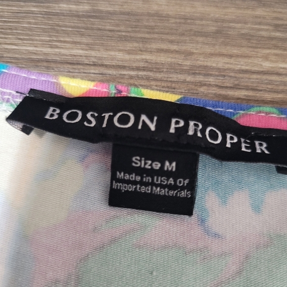 Boston Proper Womens Multicolor Floral 3/4 Sleeve Square Neck Top Size M - Picture 2 of 5
